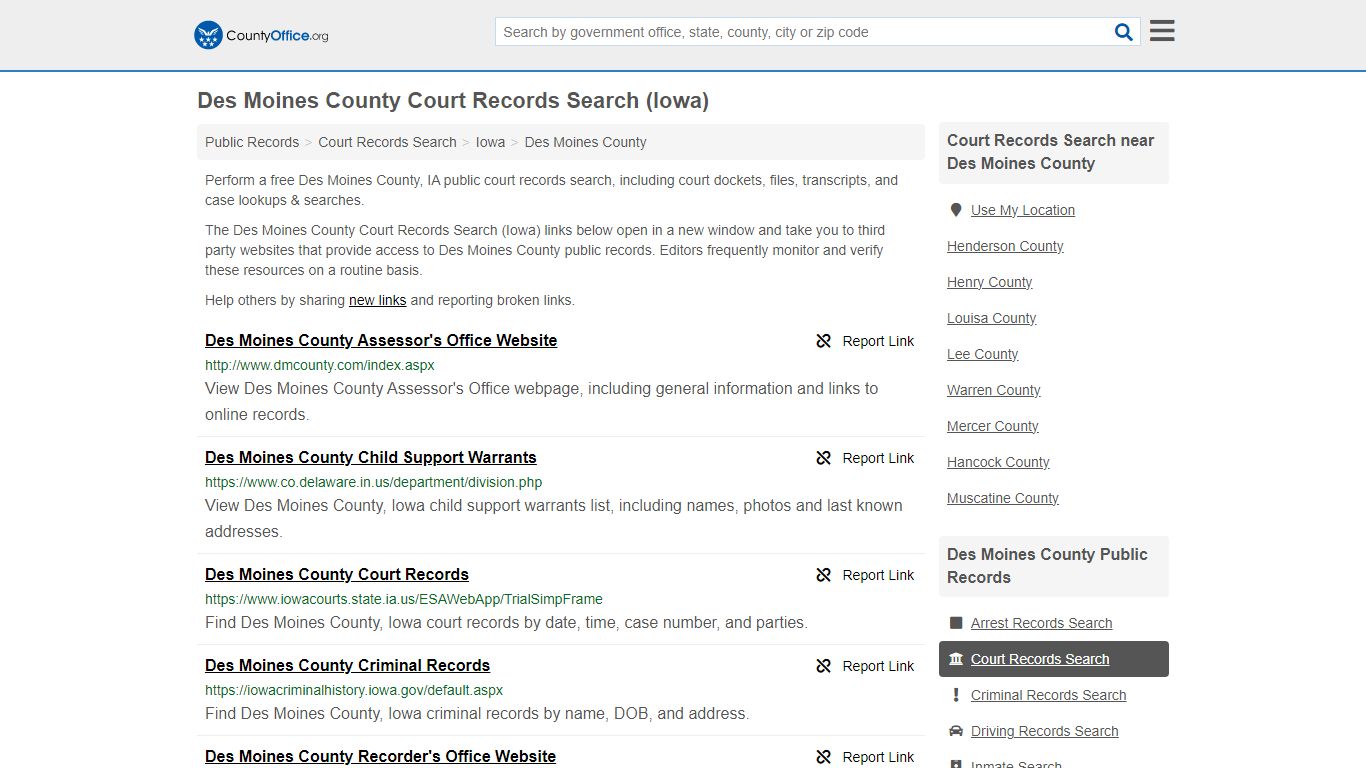 Des Moines County Court Records Search (Iowa) - County Office