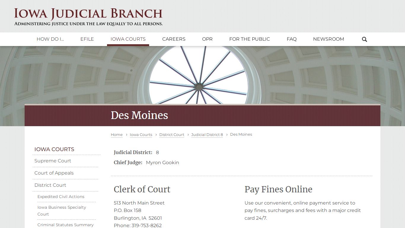 Des Moines | Judicial District 8 | Iowa Judicial Branch